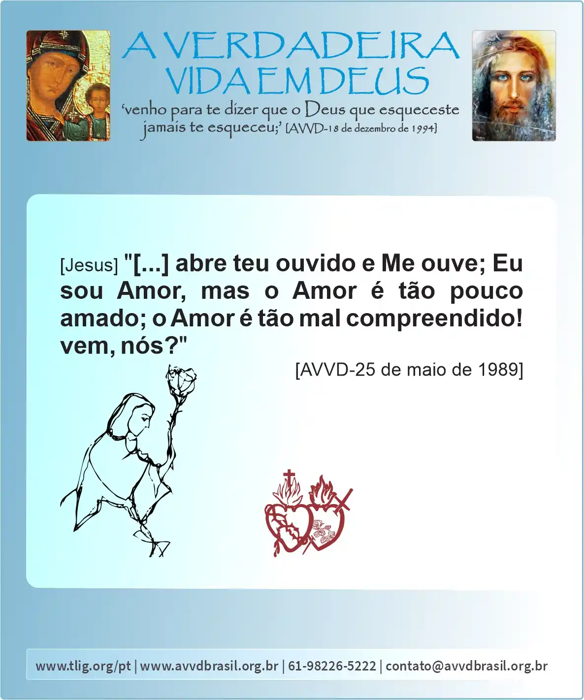 Image from AVVDBrasil: Nossos Dois Corações triunfarão: Data: 12/02/2025 MARATONA COM JESUS: *O Amor é tão mal compreendido!* ...