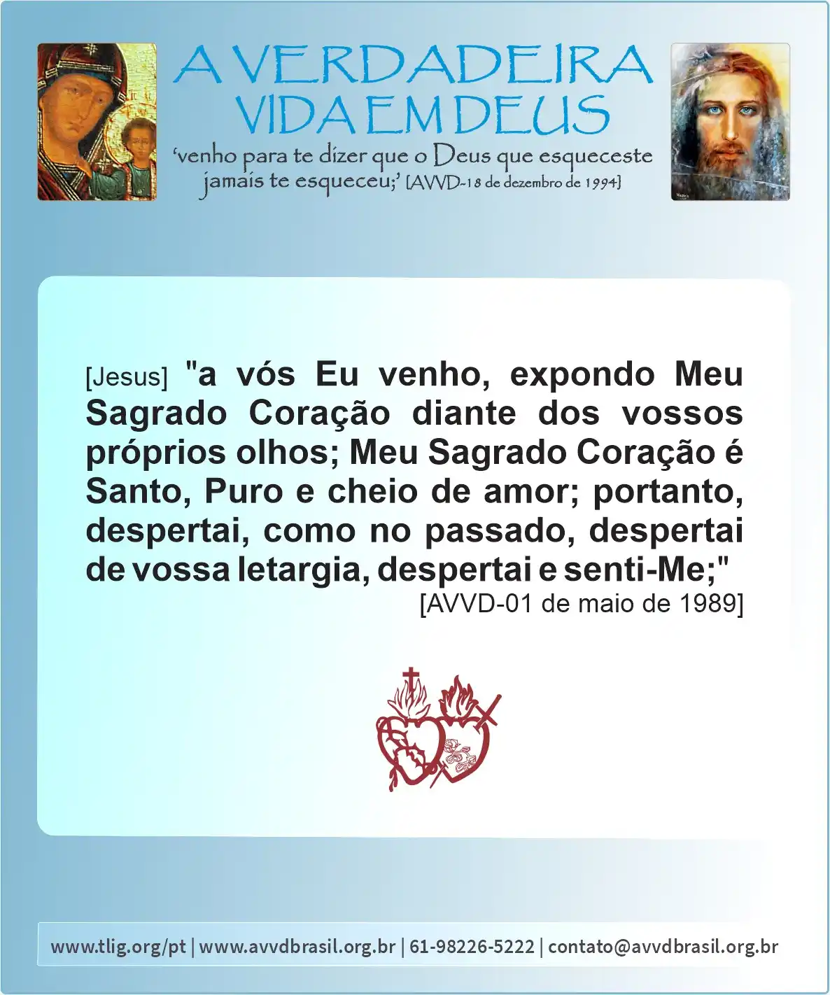Image from AVVDBrasil: Nossos Dois Corações triunfarão: MDS: *O Amor é a Raiz da Árvore da Vida* [AVVD-1 de maio de 1989] (com...