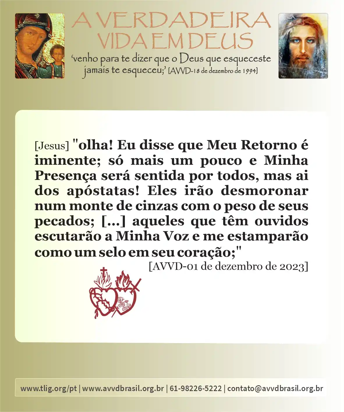 AVVDBrasil: Nossos Dois Corações triunfarão post