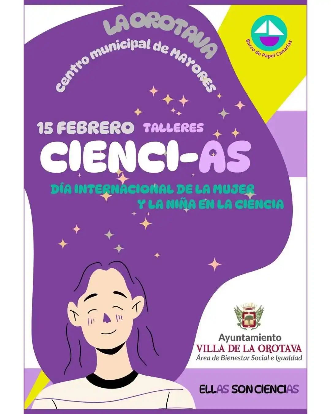Image from Ayuntamiento de La Orotava: 🔬✨ ¡Ellas son ciencias! 👩🔬 El 15 de febrero, el Centro Municipal ...
