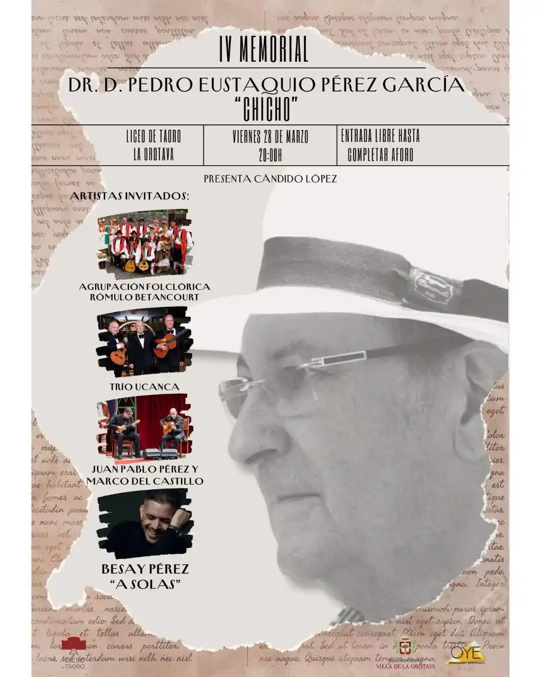 Image from Ayuntamiento de La Orotava: 🎶 IV MEMORIAL DR. D. PEDRO EUSTAQUIO PÉREZ GARCÍA "CHICHO" 🎶 📍 Lice...