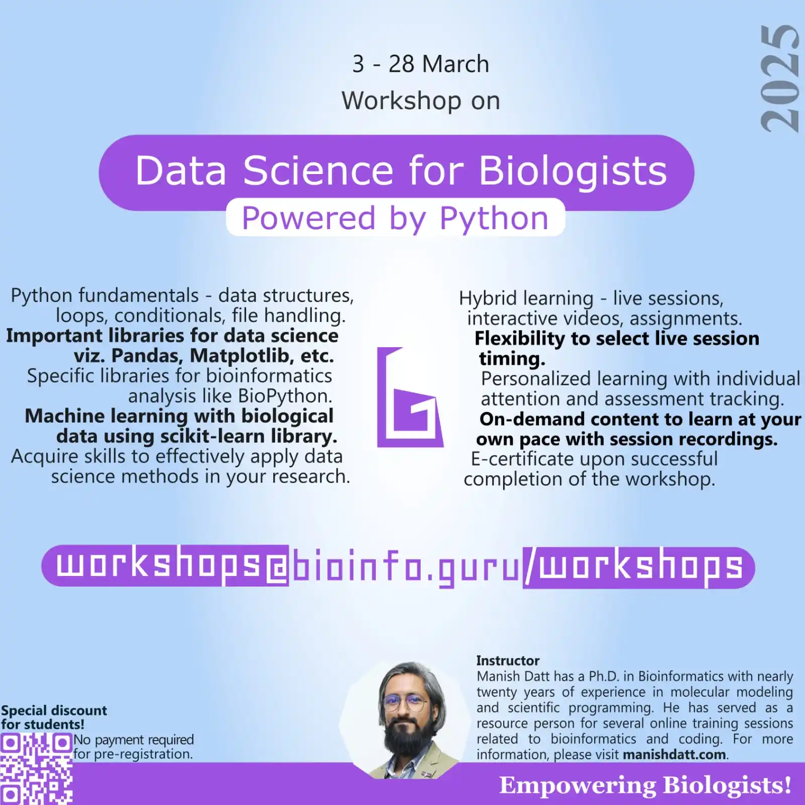 Image from bioinfo.guru: One month workshop on ๐๐ฎ๐๐ฎ ๐ฆ๐ฐ๐ถ๐ฒ๐ป๐ฐ๐ฒ ๐ณ๐ผ๐ฟ ๐๐ถ๐ผ๐น๐ผ๐ด๐ถ๐๏ฟฝ...