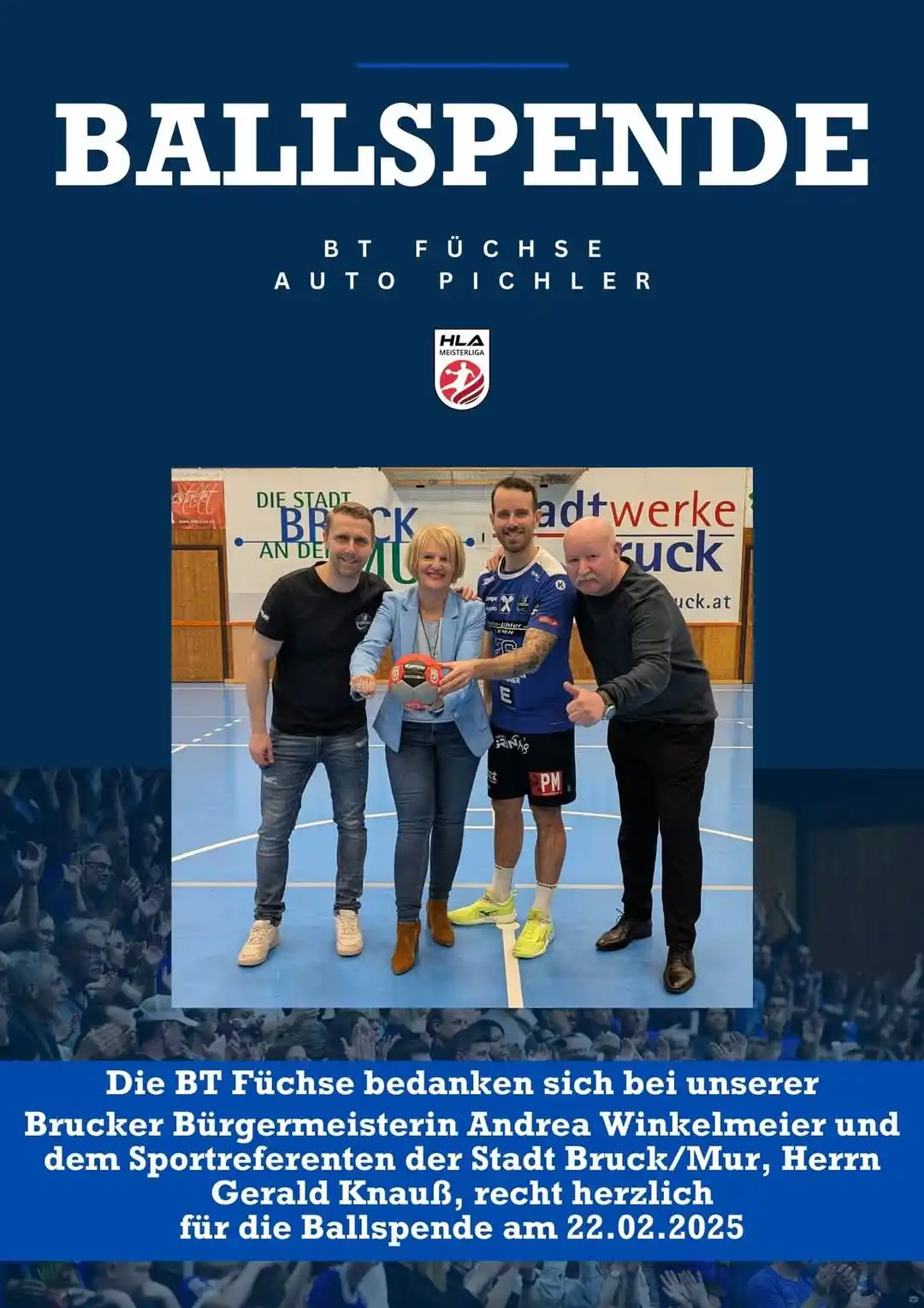 Image from BT Füchse Handball: >>> BALLSPENDE <<< Wir sagen DANKE an Andrea Winkelmeier, Bürgermeist...