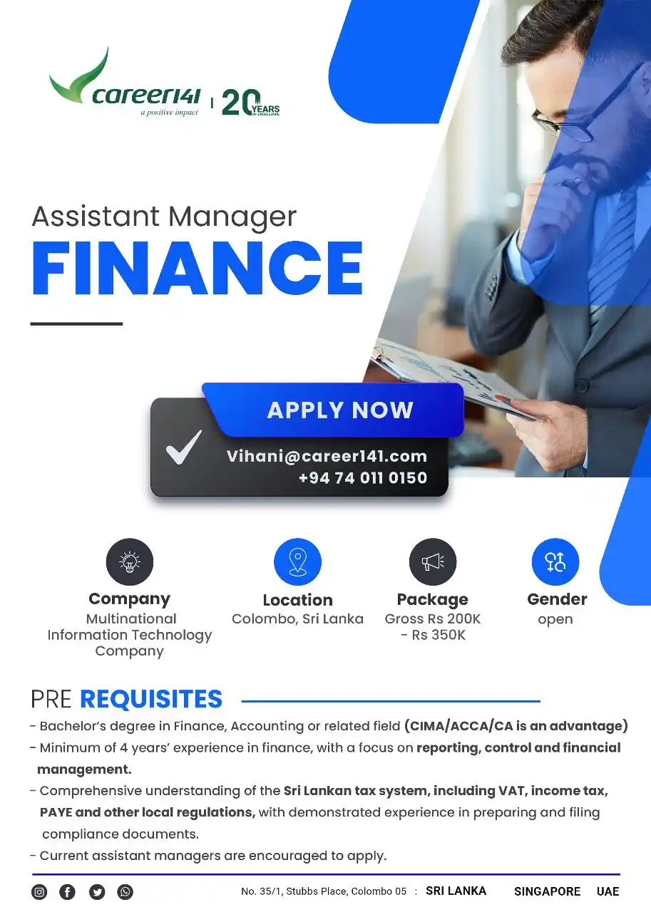 CAREER141 FINANCE OPENINGS post