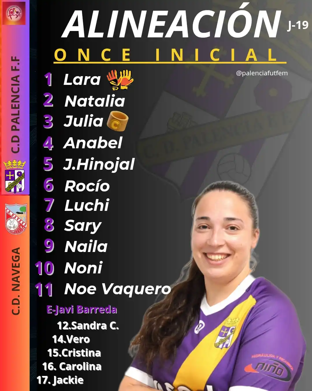 Image from C.D. PALENCIA F.F.: ALINEACIÓN | Las once jugadoras que parten de inicio frente al @CDNave...