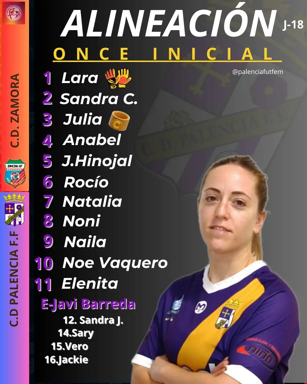 Image from C.D. PALENCIA F.F.: 🟣¡Este es el once inicial con el que saldrá el equipo de Javi Barreda...