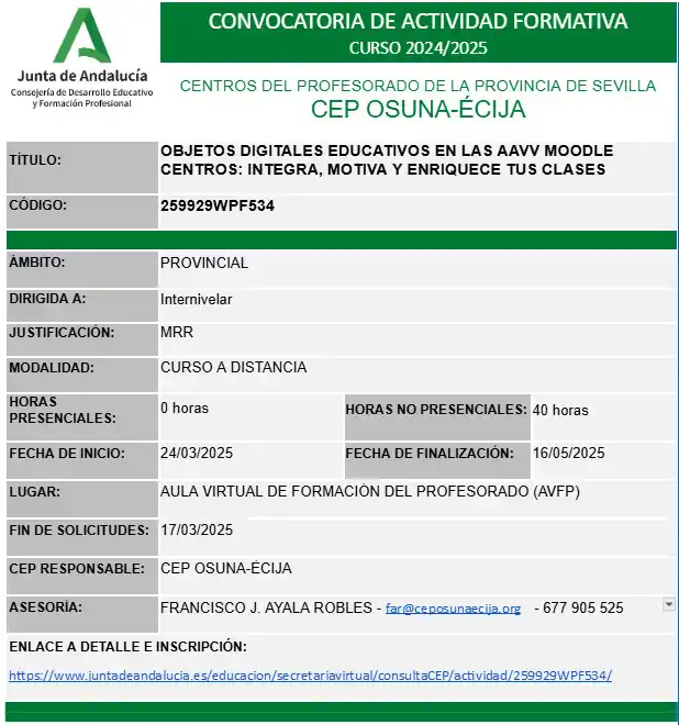 Image from CEP Castilleja de la Cuesta: 📢 Curso a distancia de 𝐚́𝐦𝐛𝐢𝐭𝐨 𝐩𝐫𝐨𝐯𝐢𝐧𝐜𝐢𝐚𝐥 ➡️ "OBJETOS...