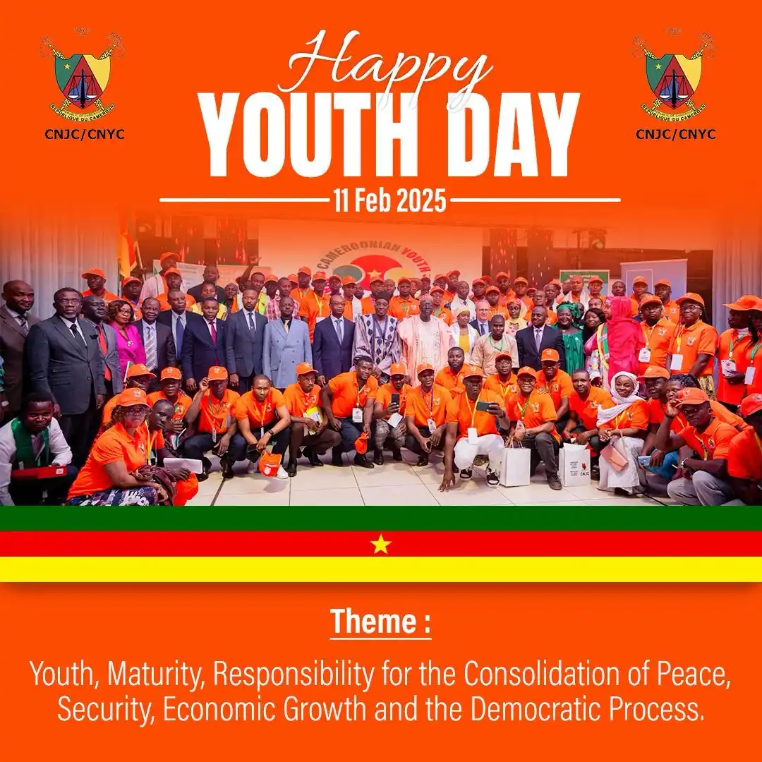 Image from CNJC-CNYC info 🇨🇲Cameroon National Youth Council / Conseil National de la Jeunesse Du Cameroun 🇨🇲 : 🇨🇲 Happy Youth Day! 🇨🇲  On this special day, we celebrate the ener...