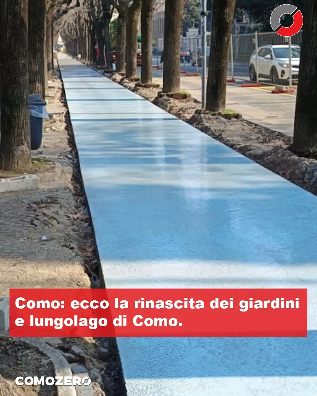 Image from ComoZero: *Come noto la fine dei lavori per il cantiere dei nuovi giardini a lag...
