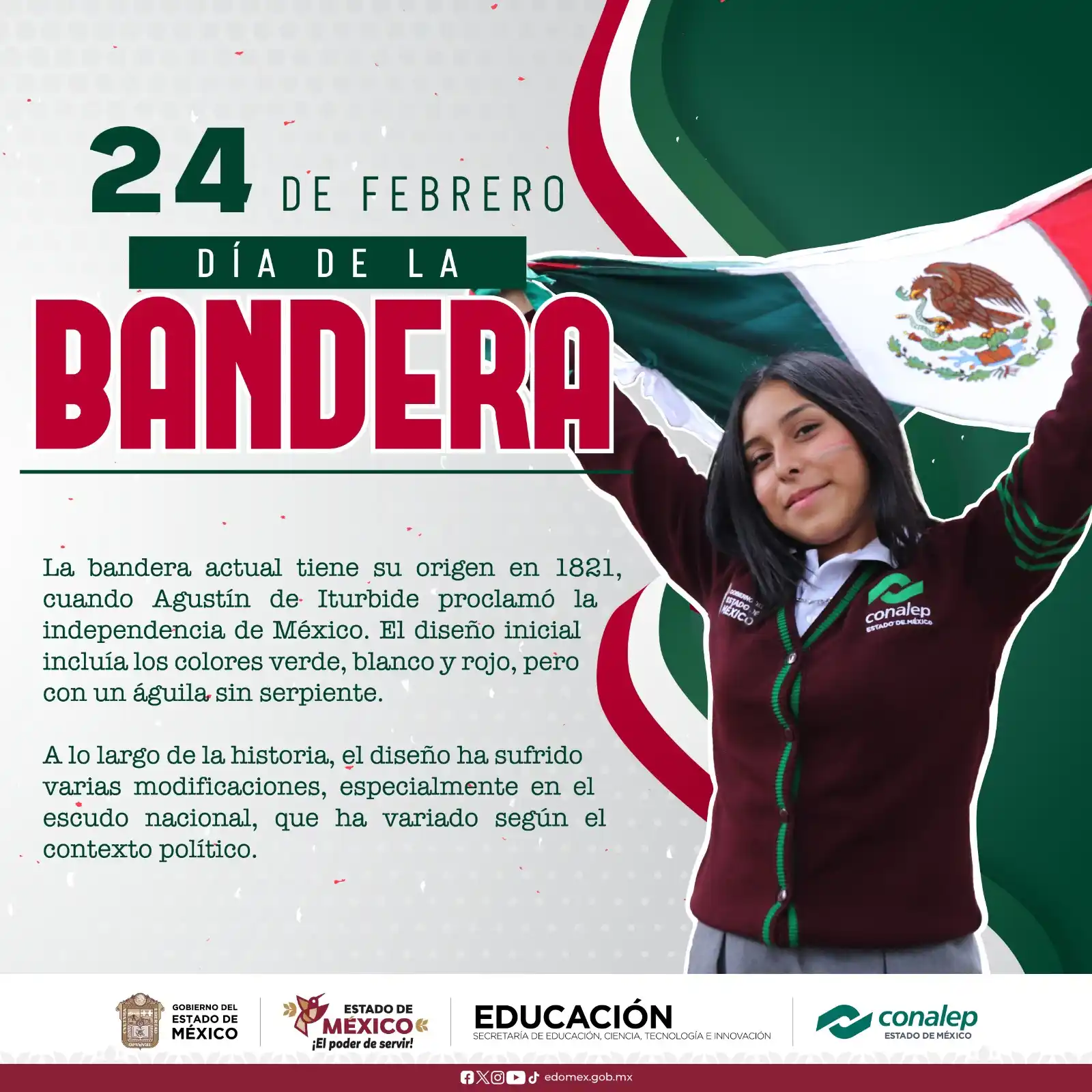 Image from CONALEP EDOMEX 🐺: 🇲🇽✨ ¡El corazón de México ondea con fuerza! ✨🇲🇽 Nuestra bandera n...