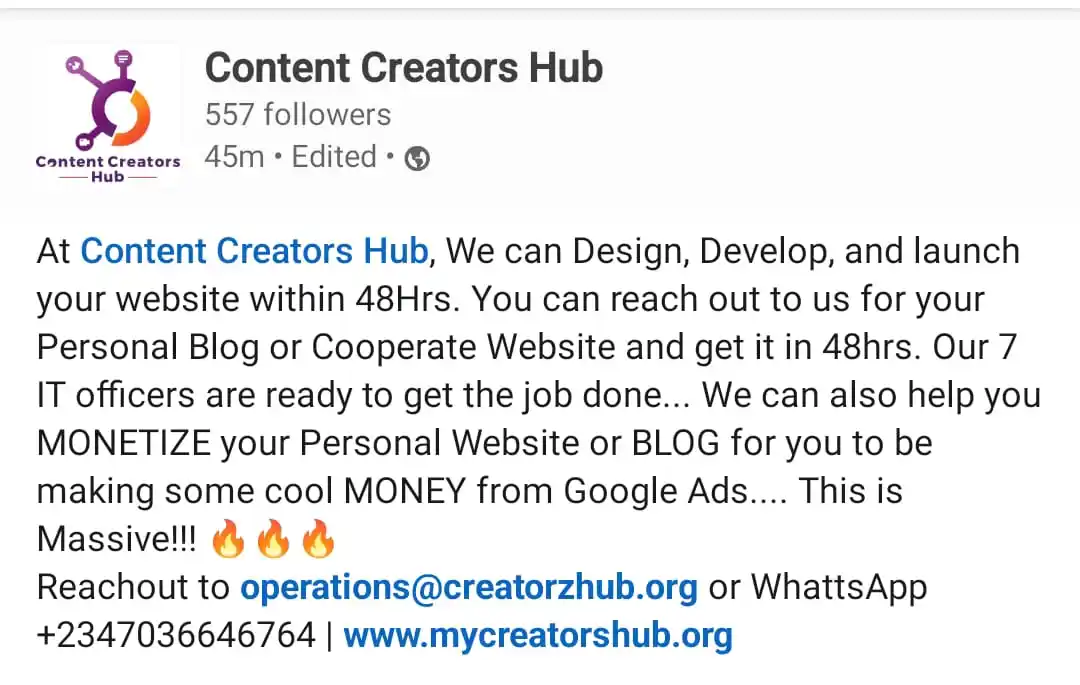 Content Creators' Hub post