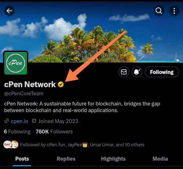 Image from Crypto Airdrop Hunter 🤑: *cPenNetwork has moved from blue check mark to golden congratulations ...