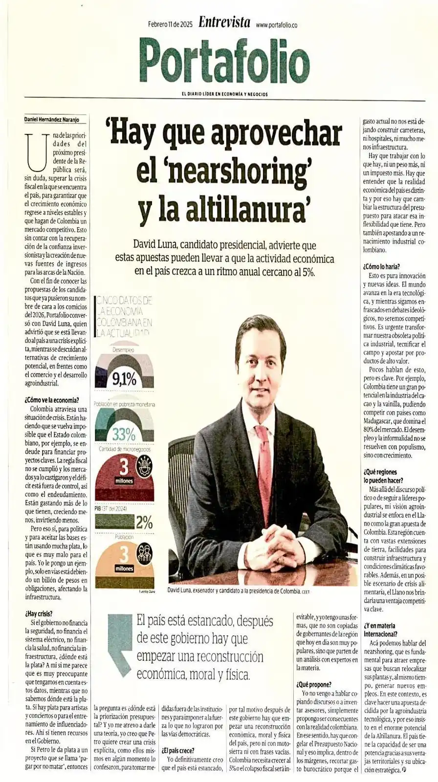 David Luna. Presidente 2026 - 2030 post
