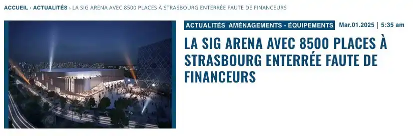 Image from Decideurs du sport PB: La SIG Arena avec 8500 places à Strasbourg enterrée faute de financeur...