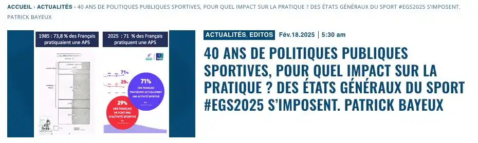 Image from Decideurs du sport PB: 40 ans de politiques publiques sportives, pour quel impact sur la prat...