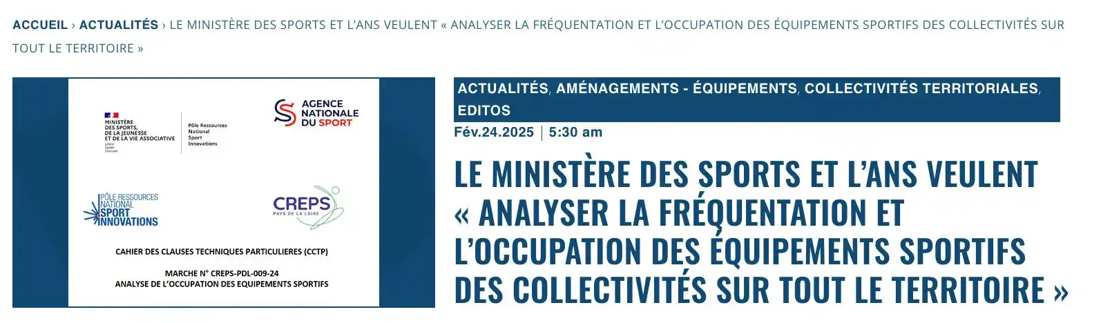 Image from Decideurs du sport PB: Le ministère des Sports et l'ANS veulent "analyser la fréquentation et...