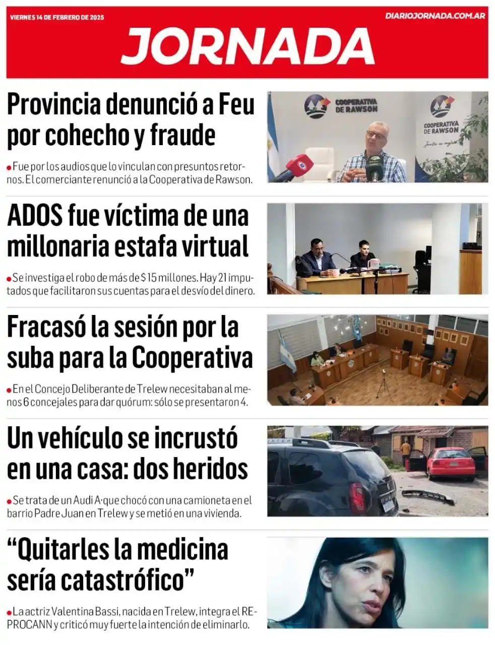 Image from Diario Jornada: • *Cooperativa Rawson / Provincia denunció a Feu por cohecho y fraude*...