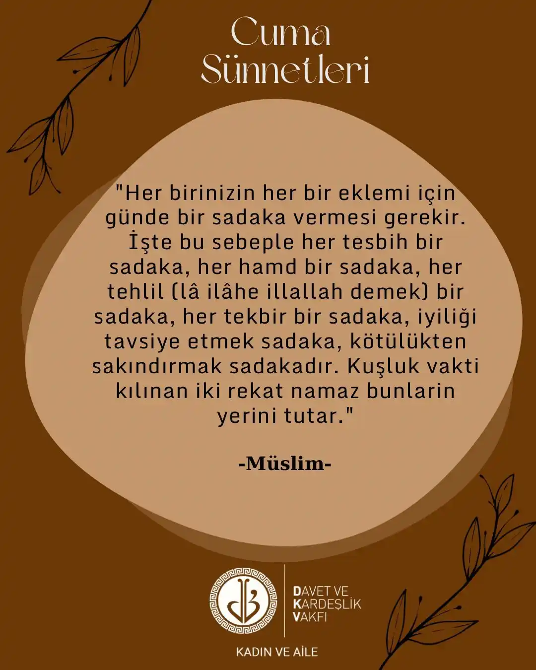 Image from DKV-KADIN VE AİLE: Her gün her eklemimiz için bir sadaka vermemiz gerektiğini biliyor muy...