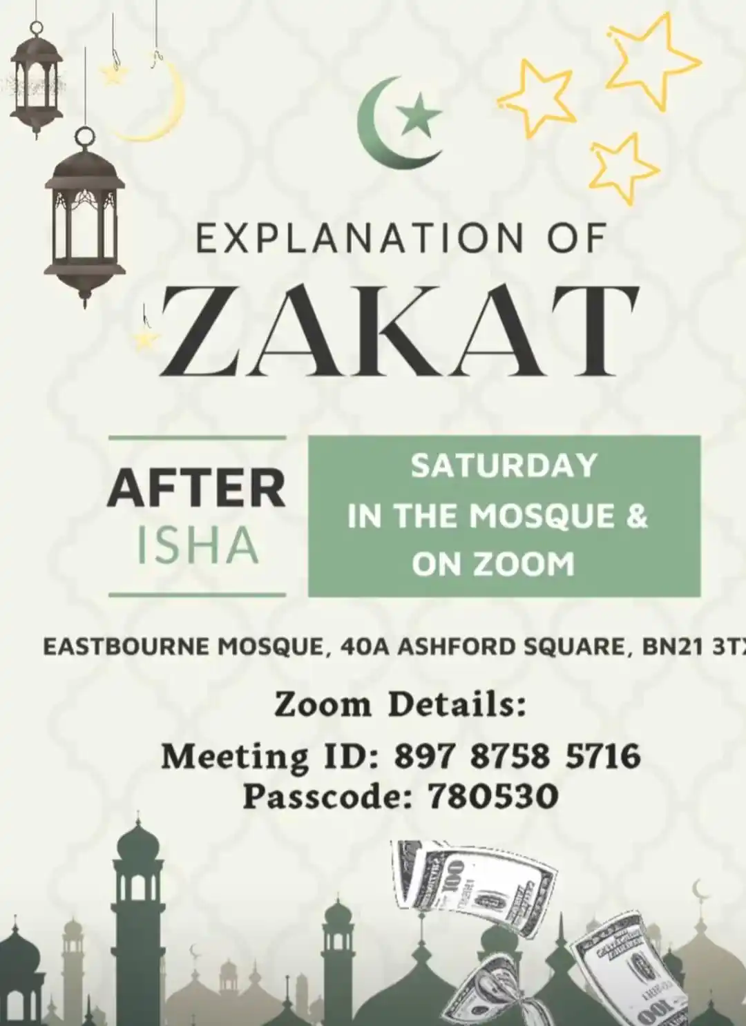 Eastbourne Mosque Announcements post