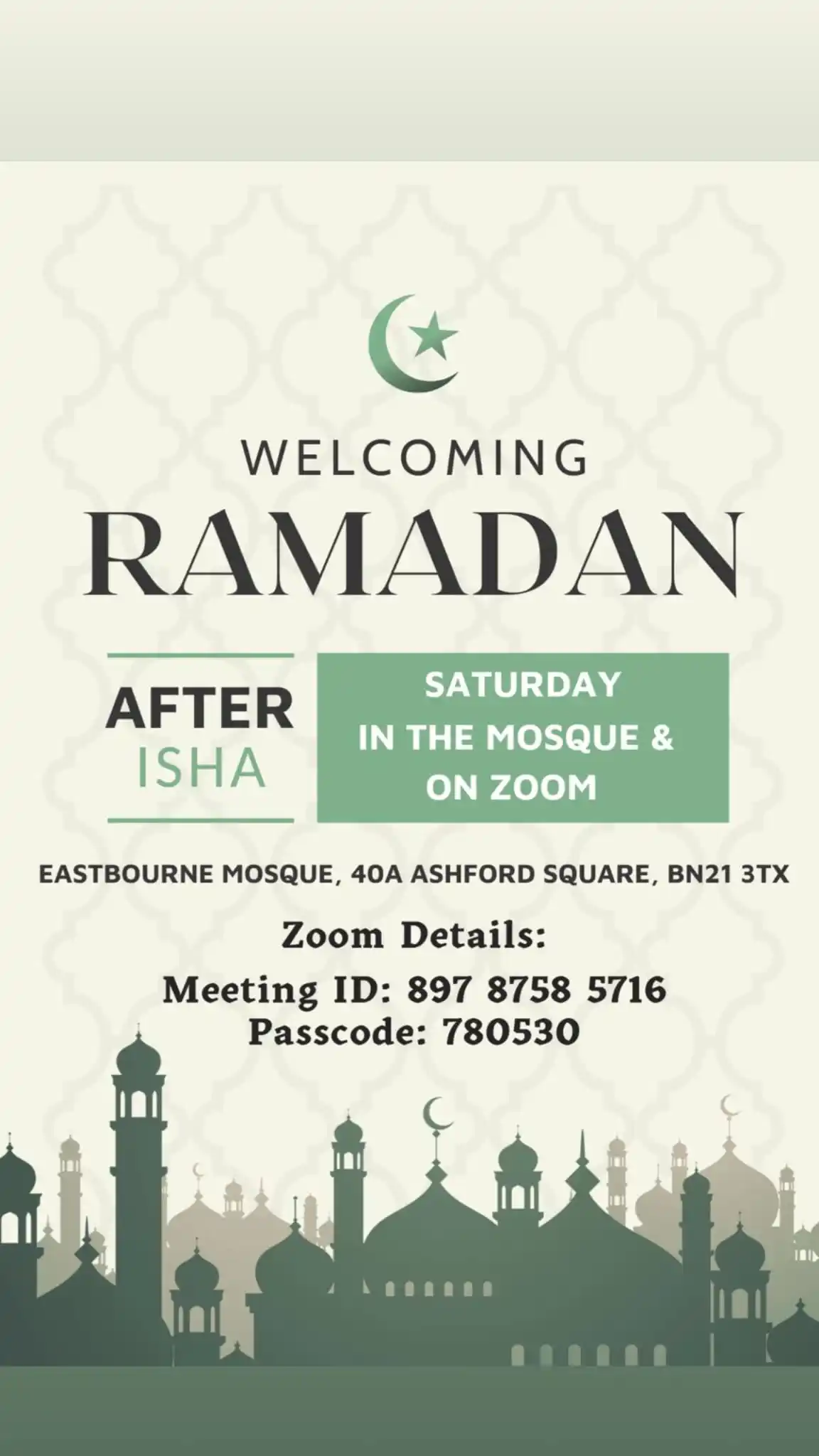 Eastbourne Mosque Announcements post