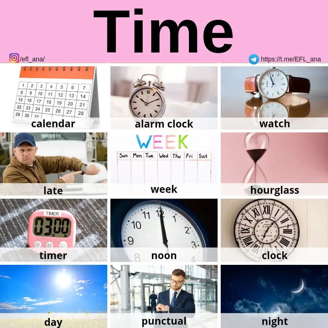 Image from EFL_ana English: ๐นLet's speak about time in English. ๐ธ๐๐ธ๐๐ธ๐๐ธ๐๐ธ๐๐ธ๐๐ธ๐ ๐น<a...