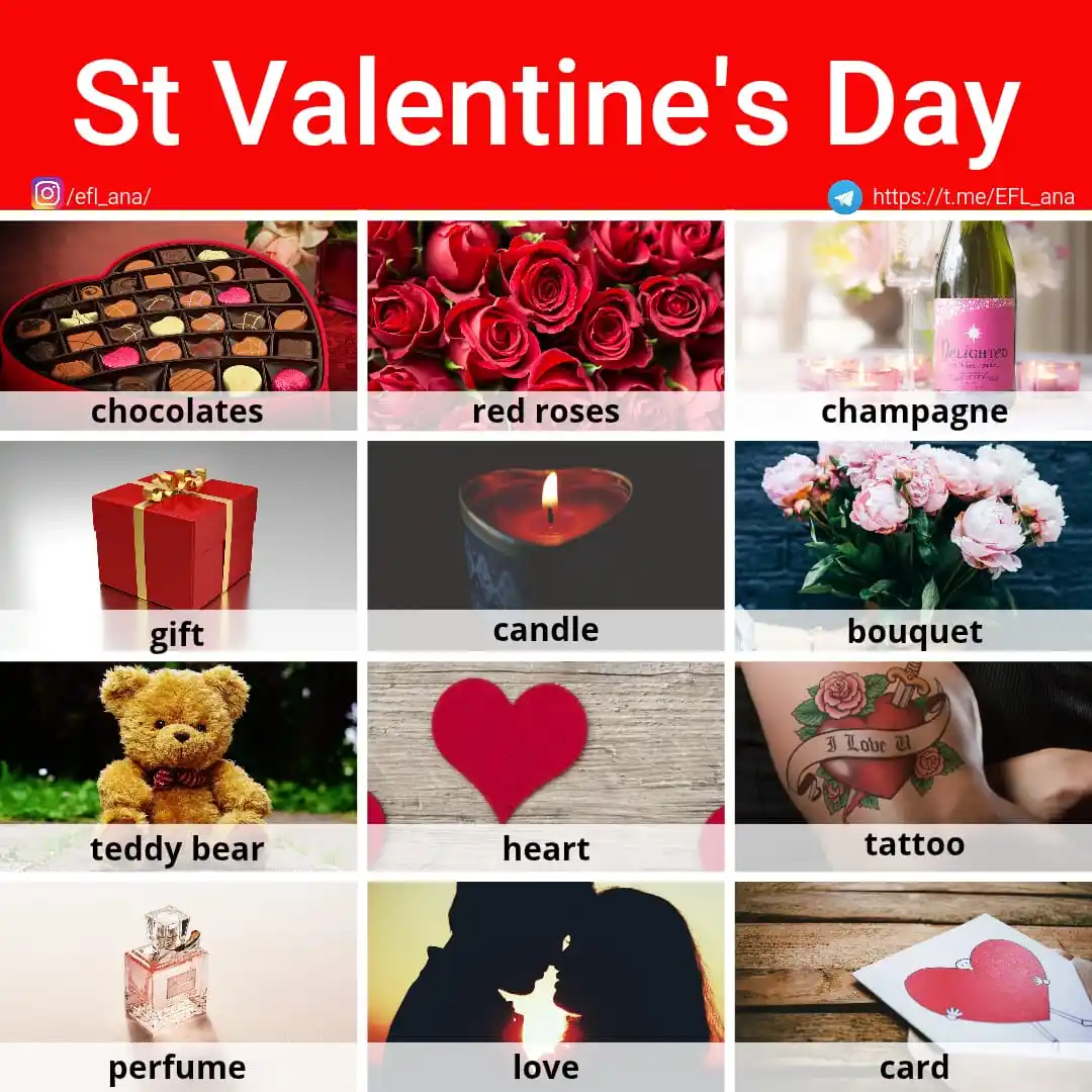 Image from EFL_ana English: 🔹Tomorrrow's St. Valentine's Day. Here you are some words related to ...