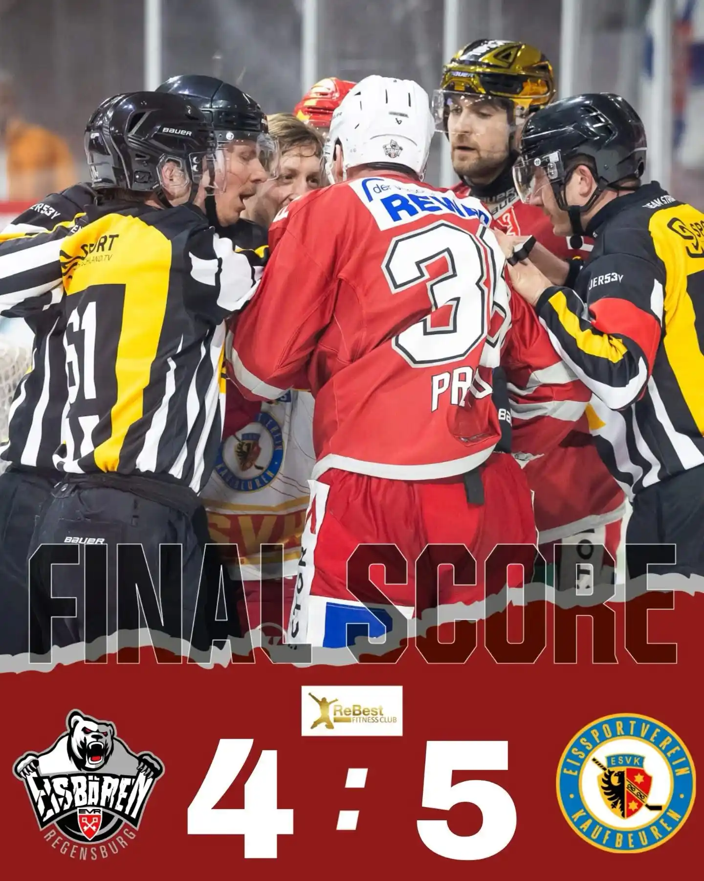 Image from Eisbären Regensburg: BITTERE NIEDERLAGE: EISBÄREN UNTERLIEGEN ESVK 4:5 Ist das hart: Unser...