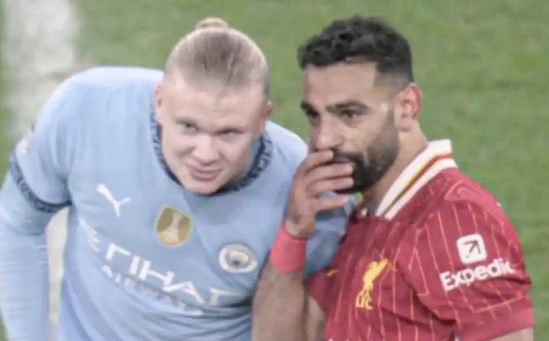 Image from Elite Football News: Mohamed Salah on comparisons with ErlingHaaland: “I respect him a lot....