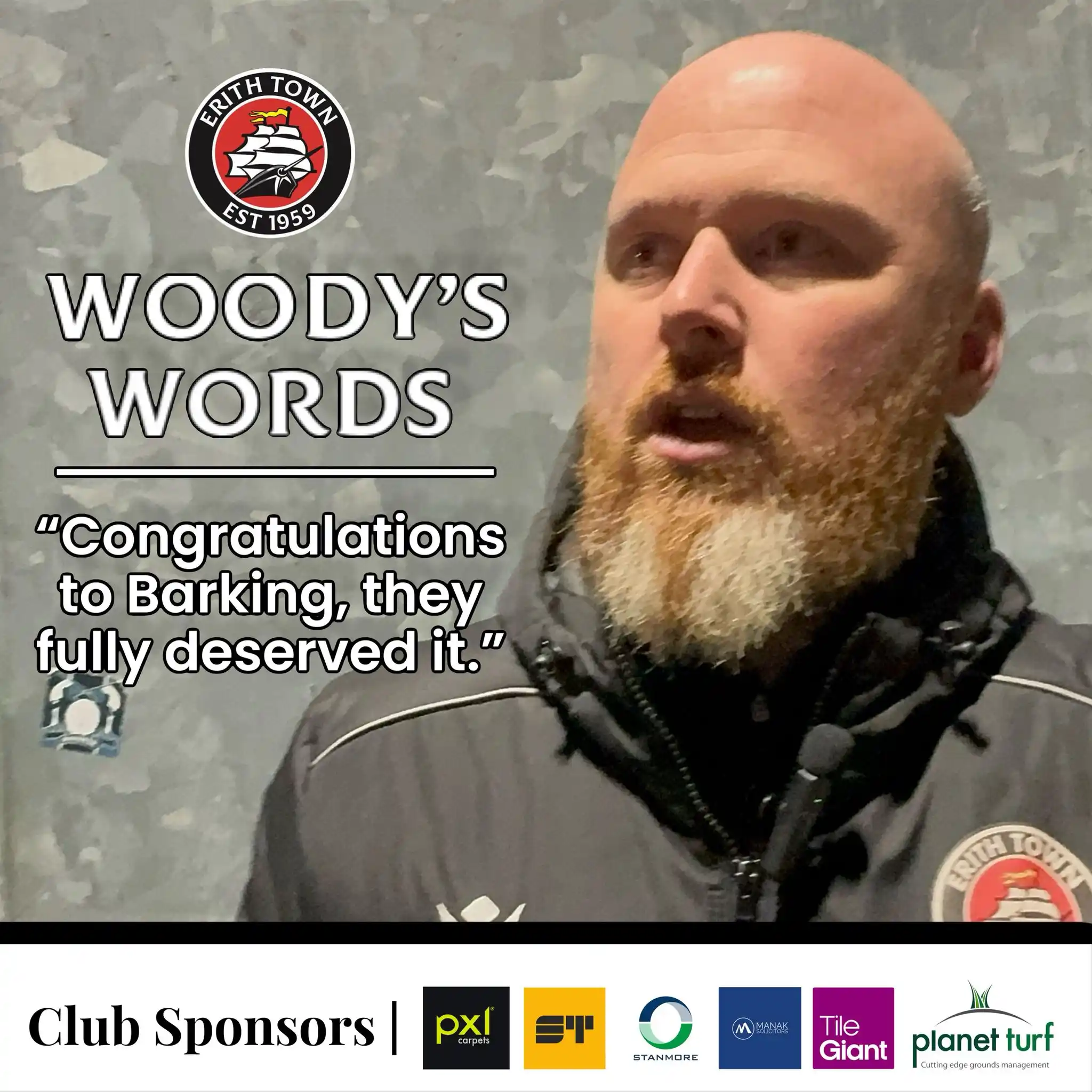 Image from Erith Town FC: 🗣️ | WOODY’S WORDS After tonight’s defeat by Barking in the London F...