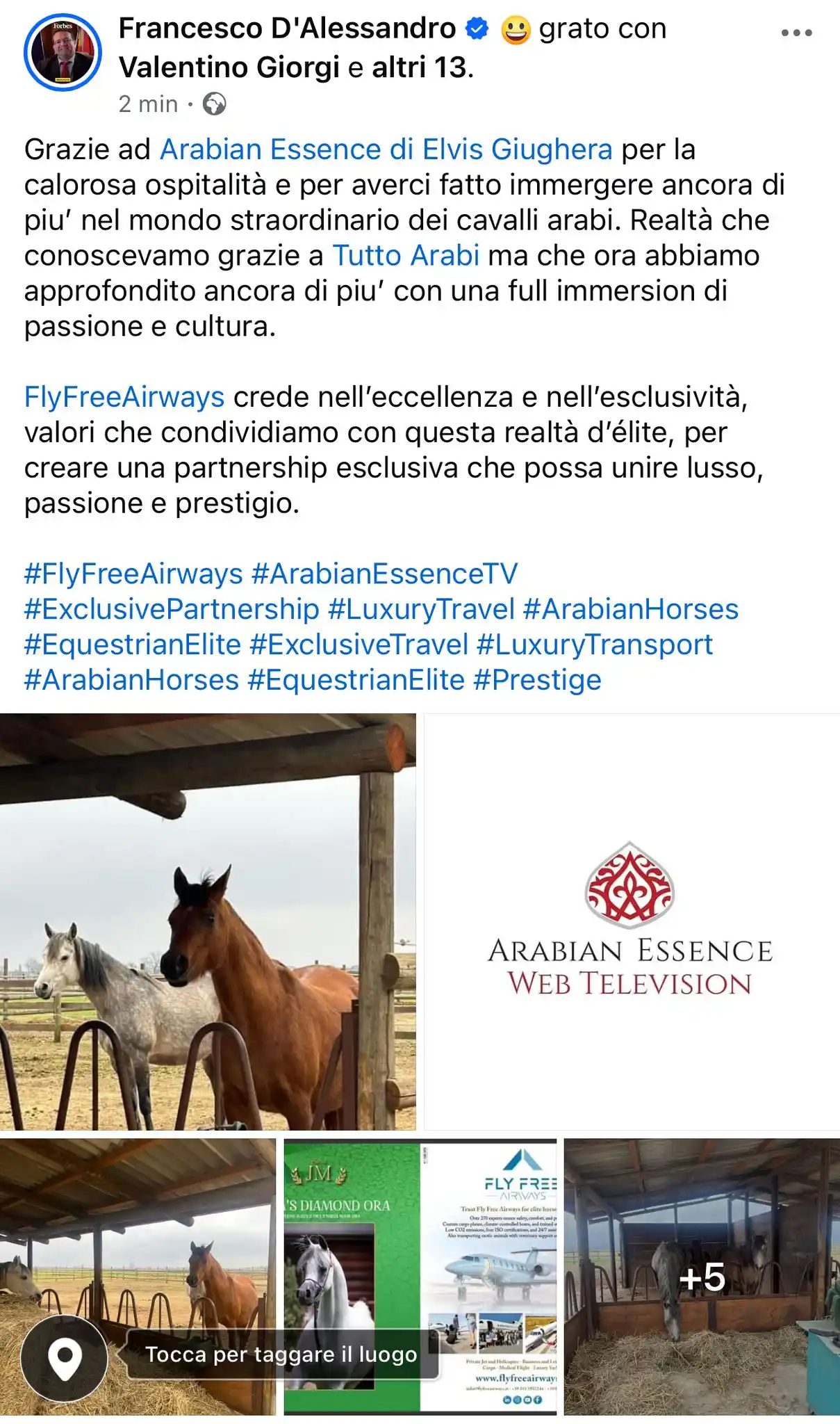 Image from Francesco DAlessandro ✈️ Jet Privati Lusso - Fly Free Airways: Grazie ad Arabian Essence di Elvis Giughera per la calorosa ospitalità...