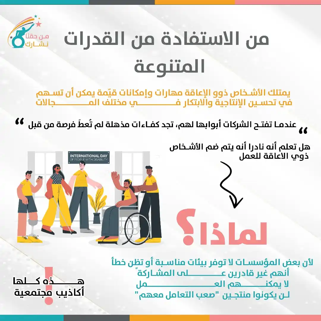 Image from فريق معاً المجتمعي: لدمج في العمل = مجتمع أقوى😍💪 الأشخاص ذوو الإعاقة يمتلكون مهارات مذه...