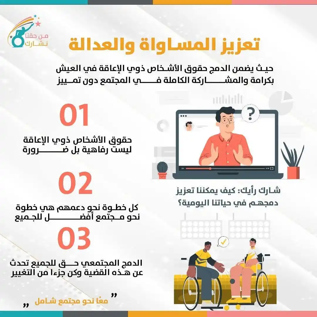 Image from فريق معاً المجتمعي: دمج وتضمين الأشخاص ذوي الإعاقة في المجتمع مسؤولية جماعية و له أهمية كب...