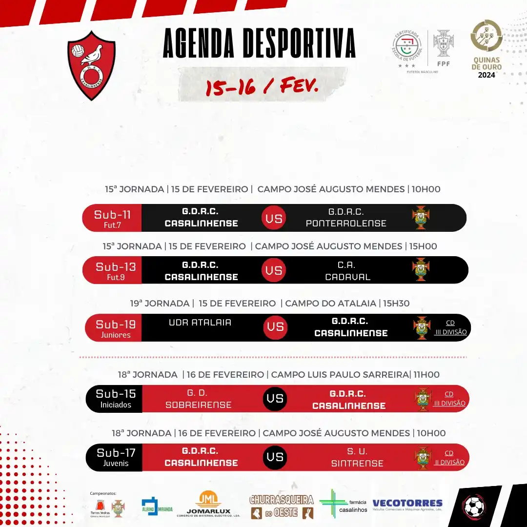Image from G.D.R.C. Casalinhense: ❤️🖤 Agenda Semanal de Futebol Formação-G.D.R.C. Casalinhense 🥅⚽ Prep...
