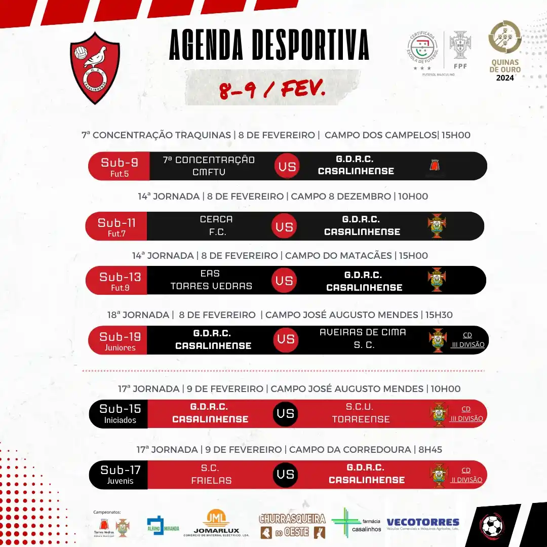 Image from G.D.R.C. Casalinhense: ❤️🖤 Agenda Semanal de Futebol Formação-G.D.R.C. Casalinhense 🥅⚽ Prep...