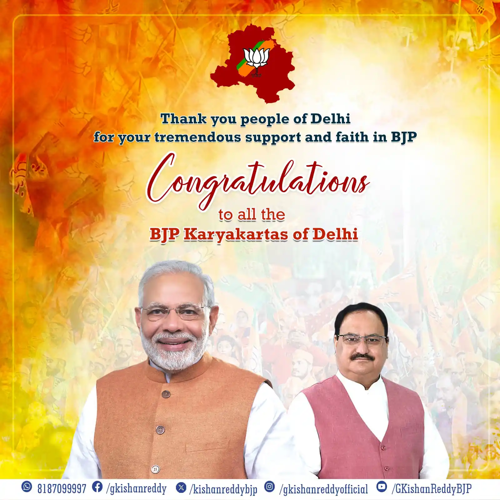 Image from G.Kishan Reddy: *Lotus🪷Blossoms in Delhi* Hearty congratulations to @BJP4Delhi for t...