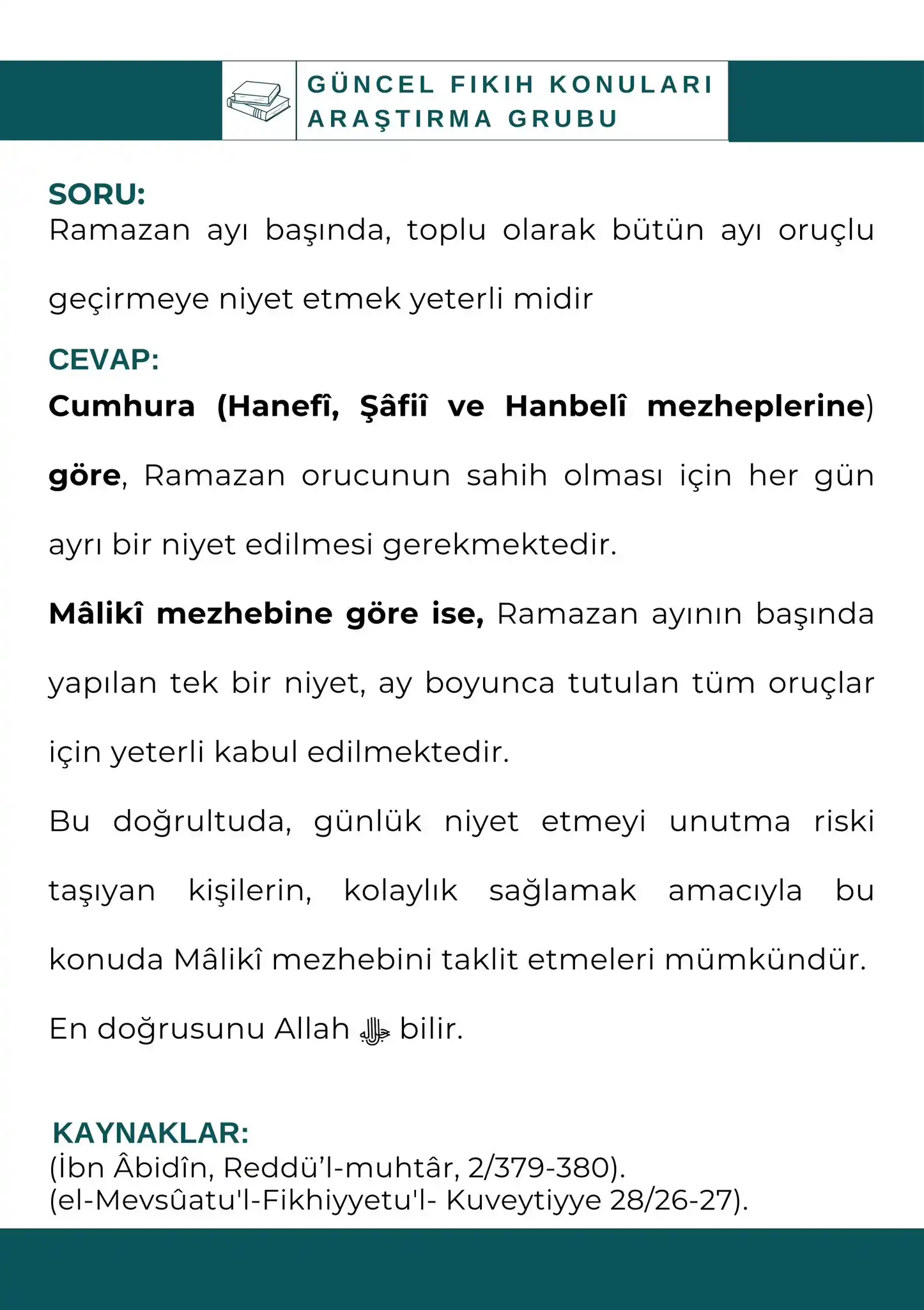 (Güncel Fıkıh Konuları) فقه النوازل  post