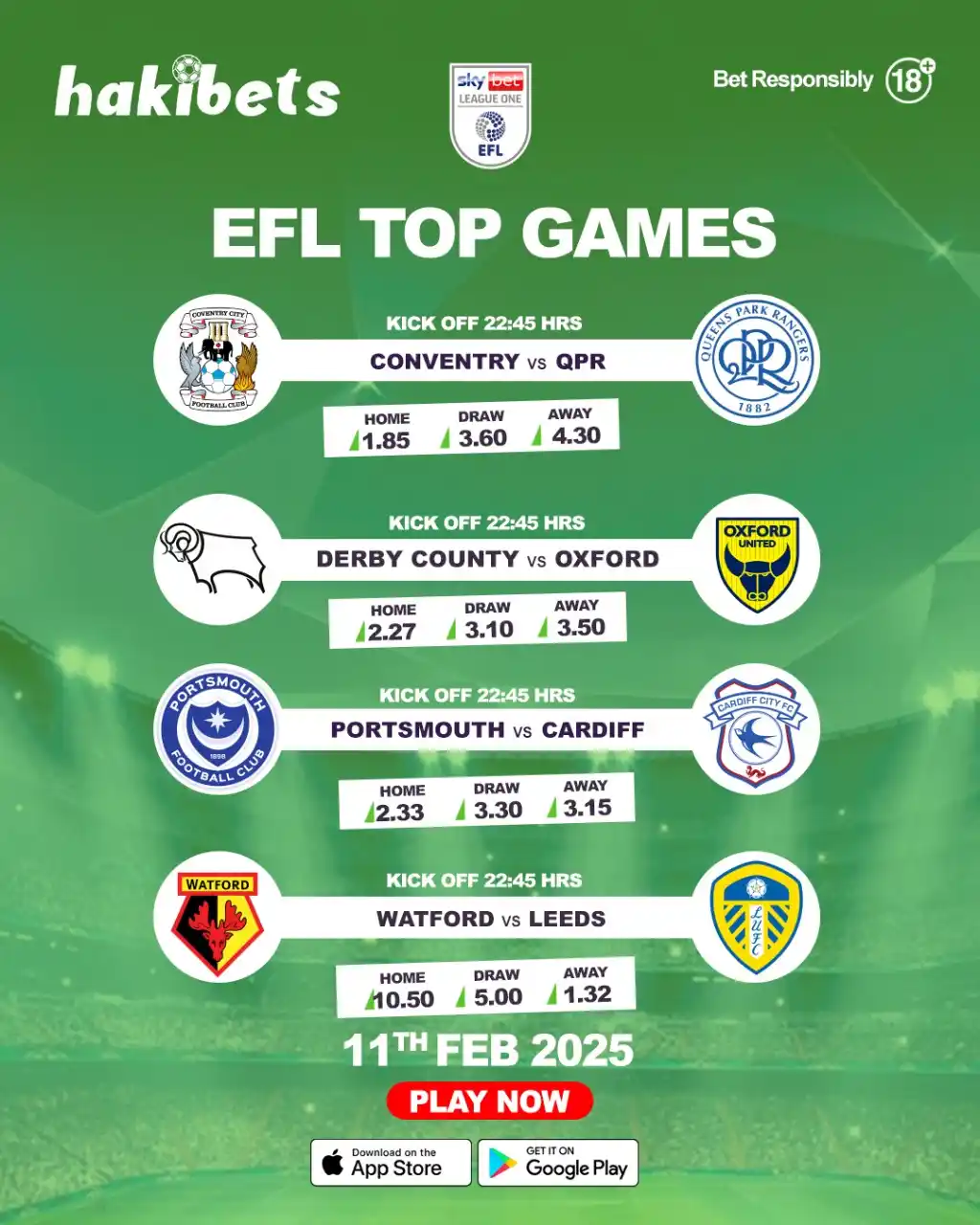 Image from Hakibets Kenya: TUESDAY NIGHT FOOTBALL FEVER! 🏆⚽ EFL Championship games are LIVE toni...
