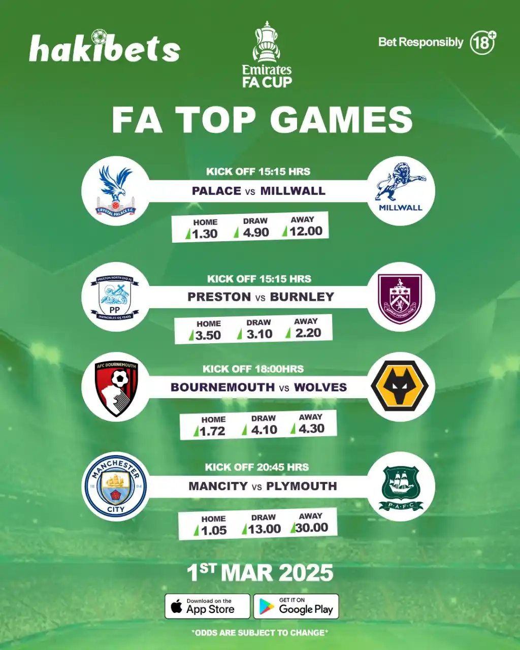 Image from Hakibets Kenya: 🔥 FA Cup Top Games! 🔥 Enjoy the action and stay tuned with Hakibets...