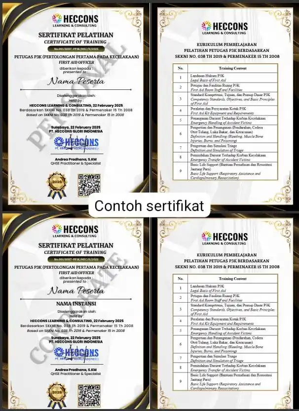 Image from Heccons Training Online Channel: Selamat pagi patner Heccons Admin masih membuka Penerbitan Sertifikat...