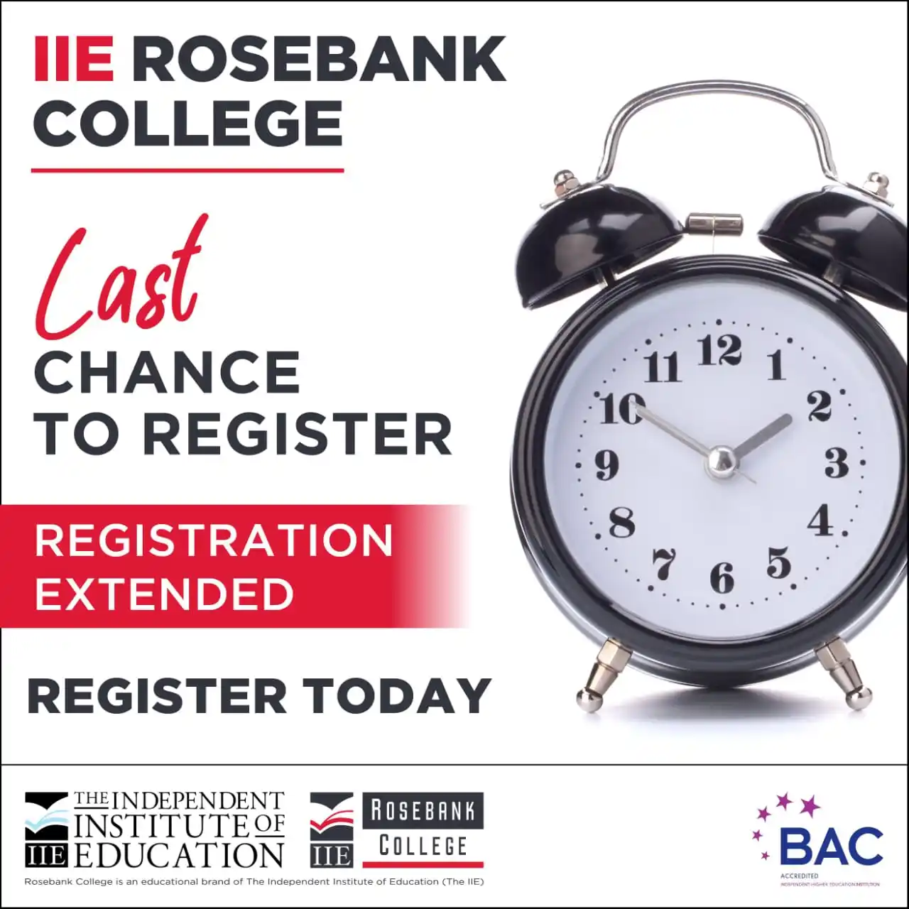 Image from IIE Rosebank College: Last Chance to Register | There’s still time to register at IIE Roseba...