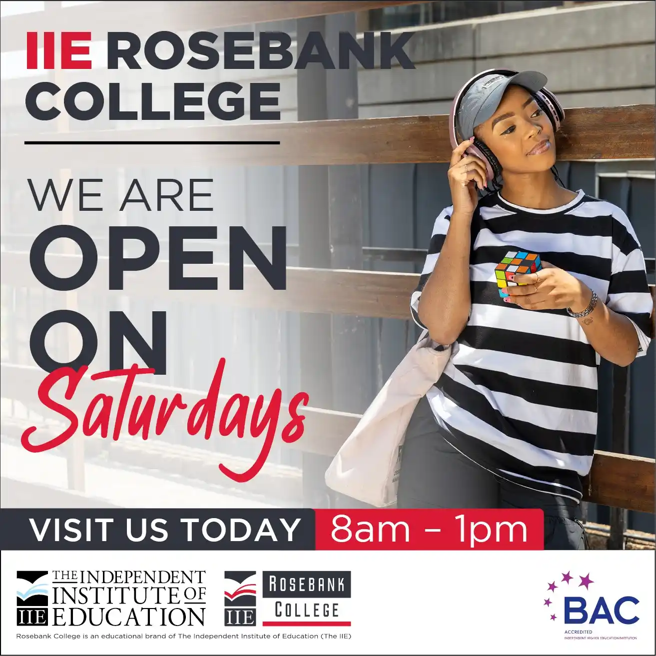 Image from IIE Rosebank College: Open On Saturdays | We are open today. Visit any of our campuses betwe...