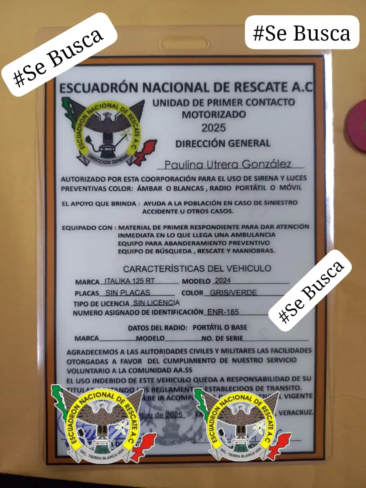Image from Impacto Informativo TB: EL ESCUADRON NACIONAL DE RESCATE BUSCA DOCUMENTO EXTRAVIADO Atención...