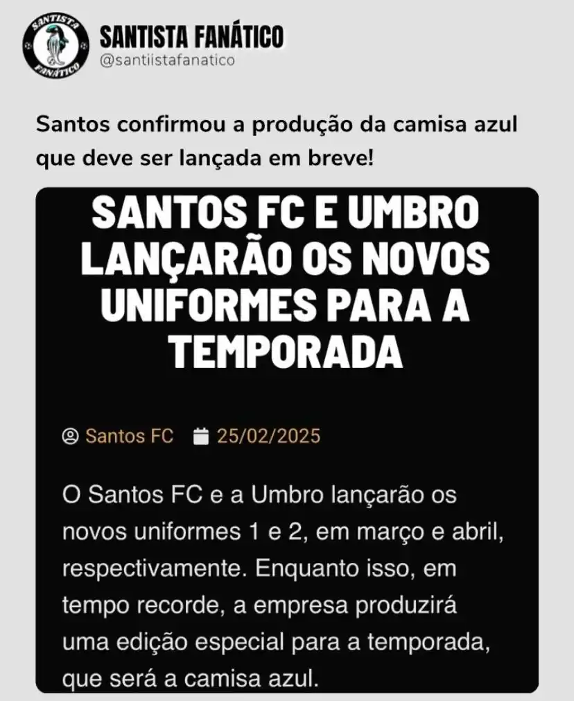 Image from INFO | SANTOS FC ⚪️⚫️: Os novos uniformes do Peixão poderão ser comprados nas lojas físicas d...