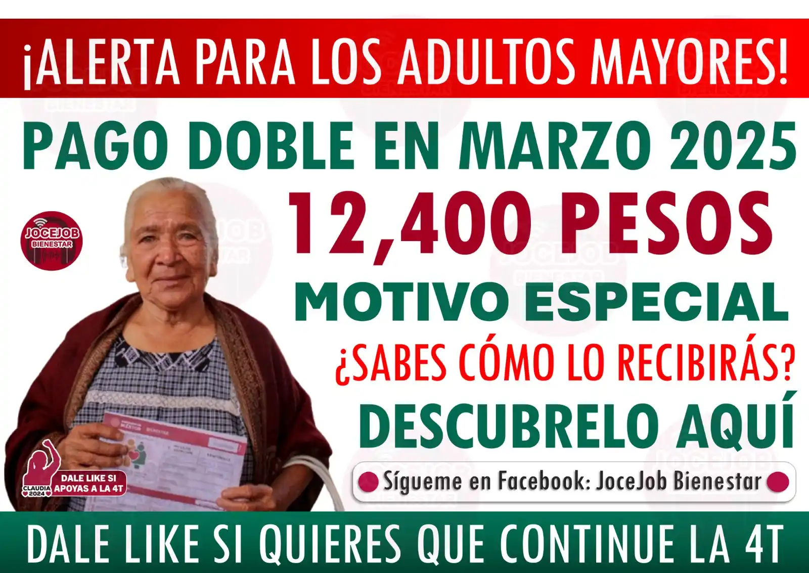 Image from JoceJob Bienestar: ¡🚨 Alerta para los Adultos Mayores! PAGO DOBLE de la Pensión Bienesta...