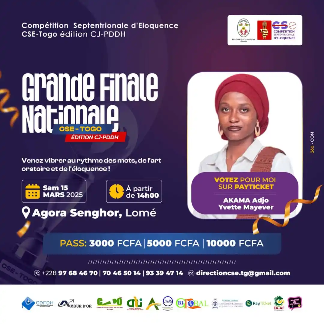 Image from Journal De L'orateur 228🇹🇬🎙️❤️: 📢 GRANDE FINALE NATIONALE – COMPÉTITION SEPTENTRIONALE D'ÉLOQUENCE CS...