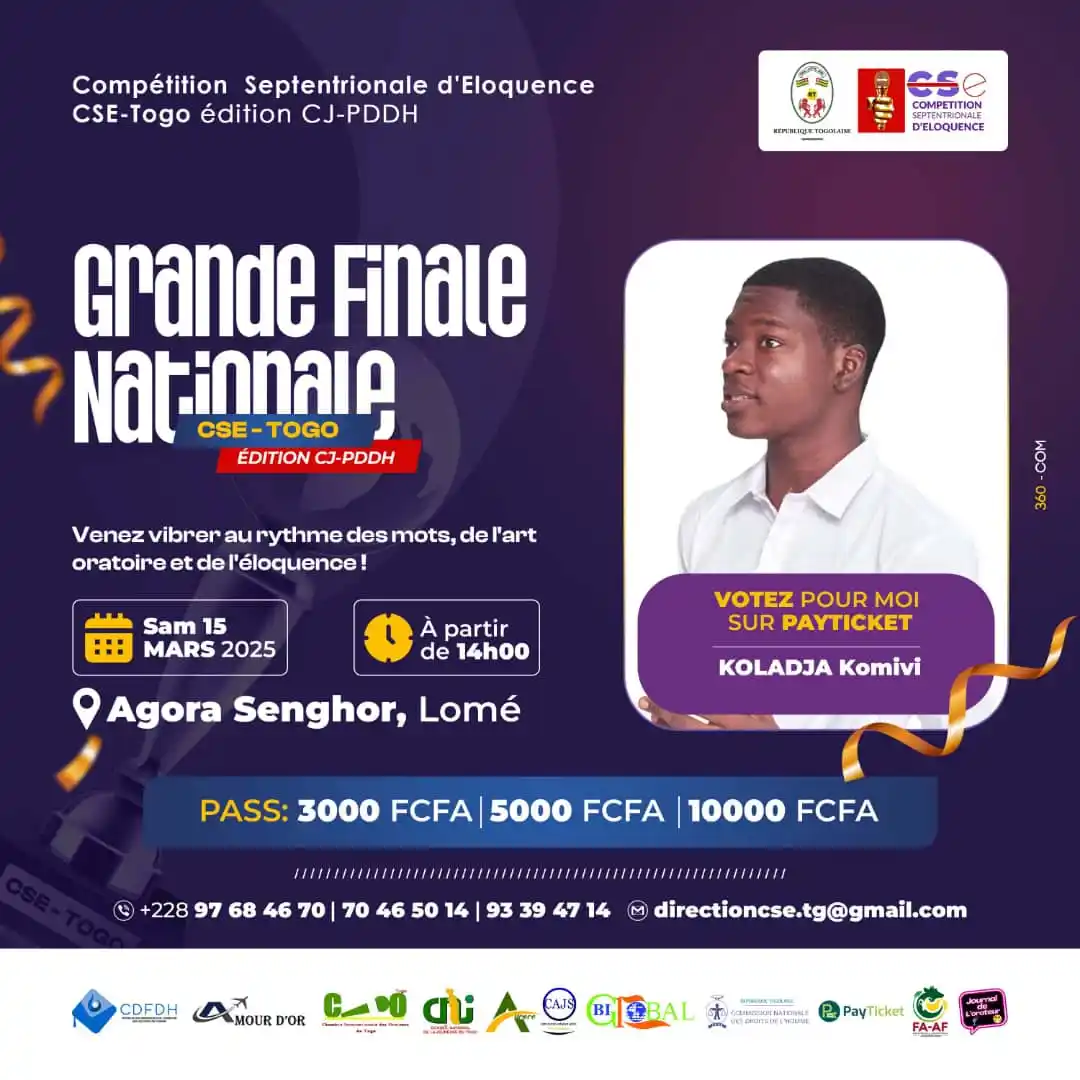 Image from Journal De L'orateur 228🇹🇬🎙️❤️: 📢 GRANDE FINALE NATIONALE – COMPÉTITION SEPTENTRIONALE D'ÉLOQUENCE CS...