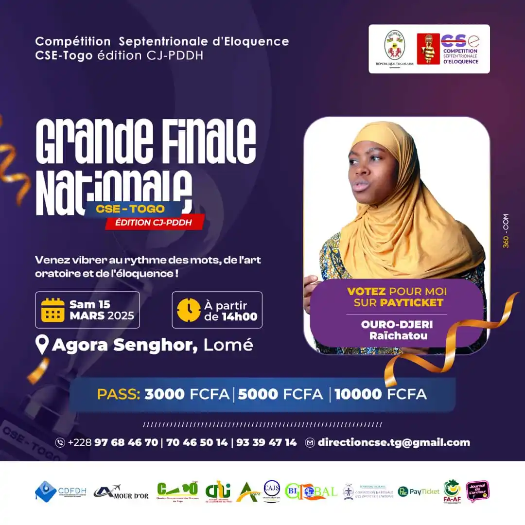 Image from Journal De L'orateur 228🇹🇬🎙️❤️: 📢 GRANDE FINALE NATIONALE – COMPÉTITION SEPTENTRIONALE D'ÉLOQUENCE CS...