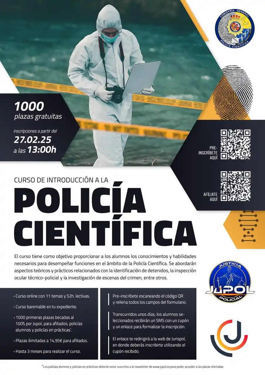 Image from JUPOL: 👨🔬CURSO de introducción en POLICÍA CIENTÍFICA. 🤩1.000 plazas beca...