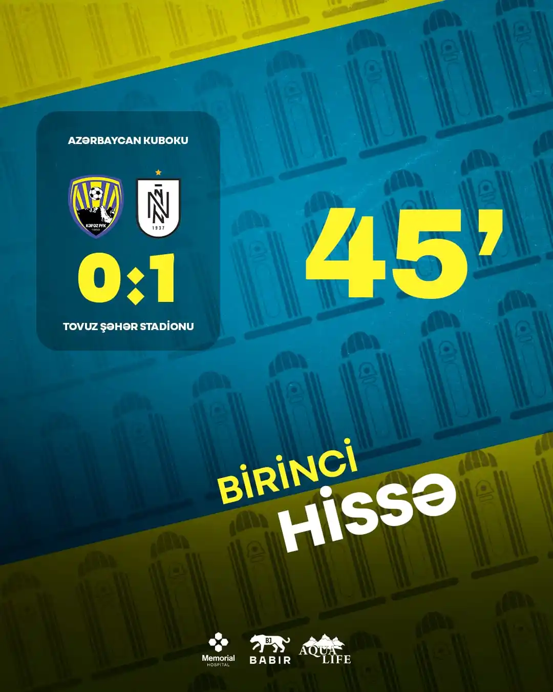 Image from Kapaz PFC: Birinci hissə bitdi! 45’⏱️ "Kəpəz" 0️⃣:1️⃣ "Neftçi"  <a class="text-bl...