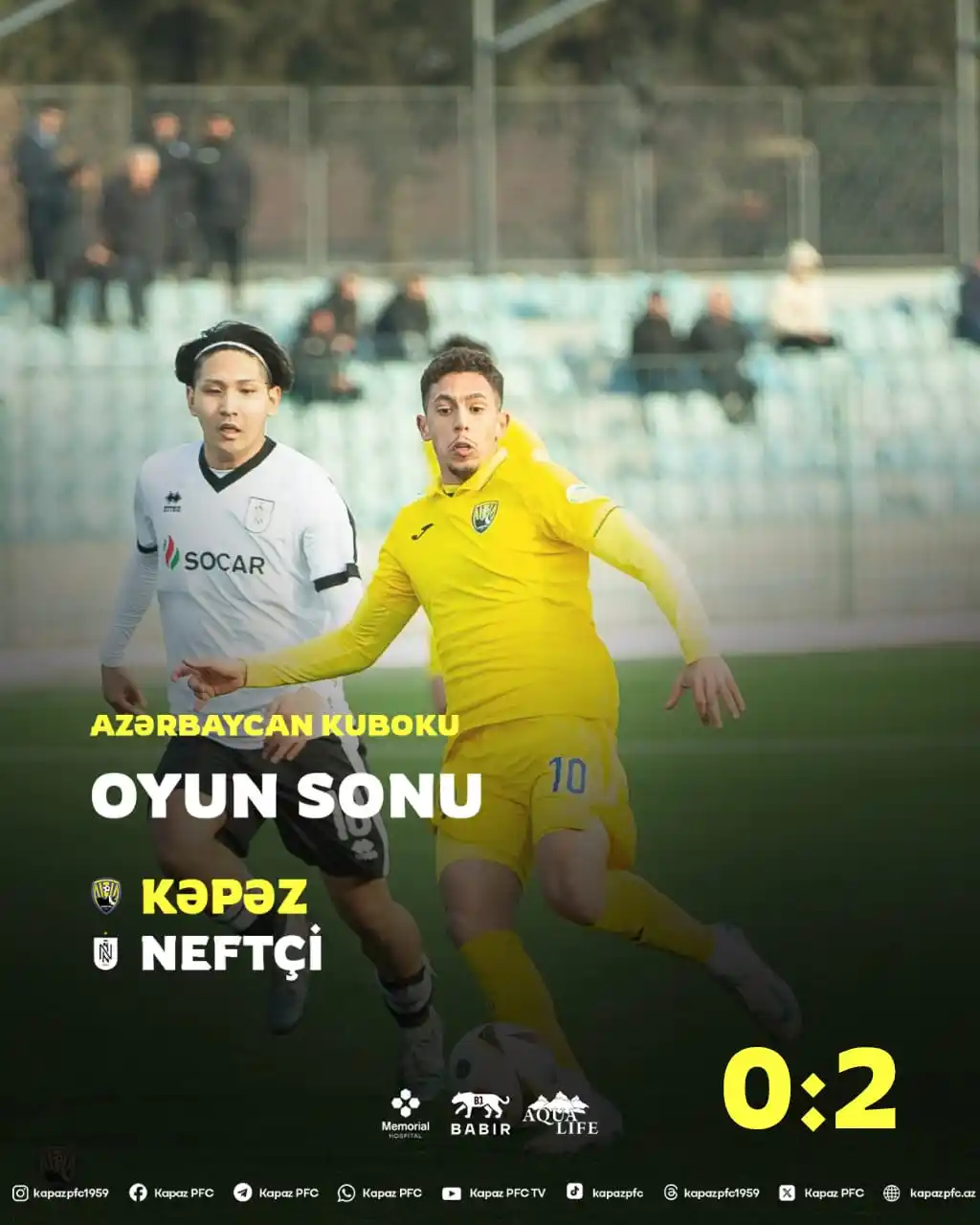 Image from Kapaz PFC: Oyun başa çatdı! 90’⏱️ "Kəpəz" 0️⃣:2️⃣ "Neftçi"  <a class="text-blue-5...